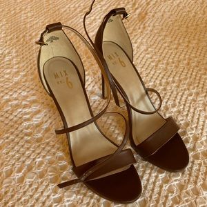 Size 10 — Brown Open-Toe Heels (never worn)